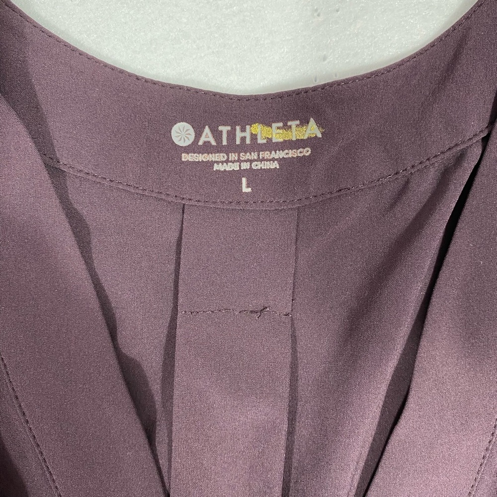 Athleta Mara Maxi Button Down Athleisure Travel Dress in wild raisin size large - Picture 11 of 16